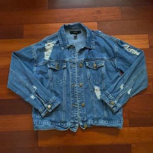 Forever 21 Oversized Distressed Denim Jacket.